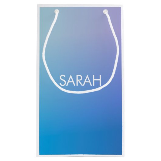 Blauw gradiëntmonogram klein cadeauzakje (Achterkant)