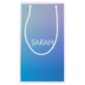 Blauw gradiëntmonogram klein cadeauzakje (Voorkant)