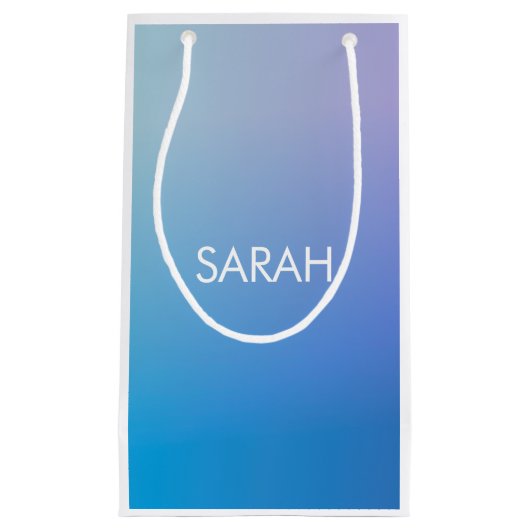 Blauw gradiëntmonogram klein cadeauzakje (Voorkant)