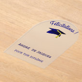 blauw graduatiemechanisme - Frans Gefeliciteerd Acryl Uitnodigingen (Laagn)