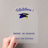 blauw graduatiemechanisme - Frans Gefeliciteerd Acryl Uitnodigingen (Insitu (Draagbaar))