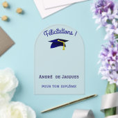 blauw graduatiemechanisme - Frans Gefeliciteerd Acryl Uitnodigingen (Insitu (Huwelijk))