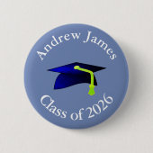 blauw graduatiemechanisme - klasse 2020 - jouw naa ronde button 5,7 cm (Voorkant)