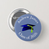 blauw graduatiemechanisme - klasse 2020 - jouw naa ronde button 5,7 cm (Voorkant /achterkant)