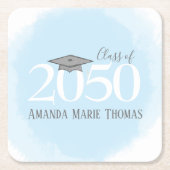 Blauw Graduation Party Modern Custom Kartonnen Onderzetters (Voorkant)
