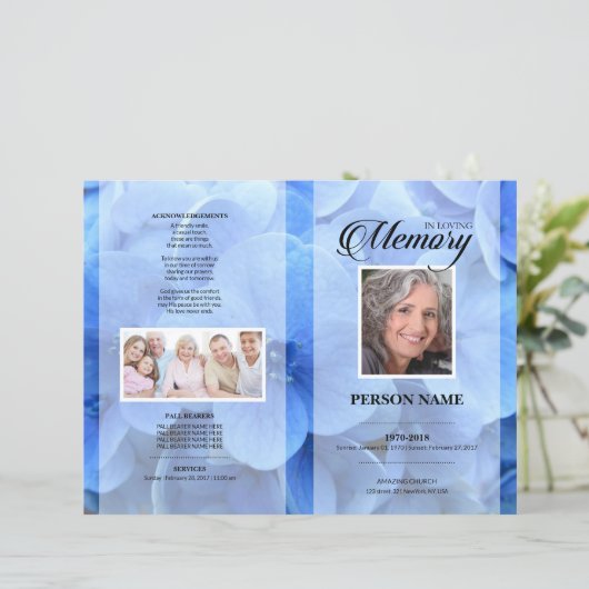 Blauw graf Funeral Template (Staand voorkant)