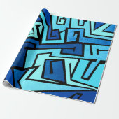 Blauw graffiti-ontwerp cadeaupapier (Uitgerold)