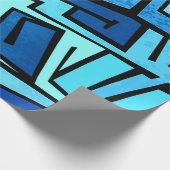 Blauw graffiti-ontwerp cadeaupapier (Hoek)