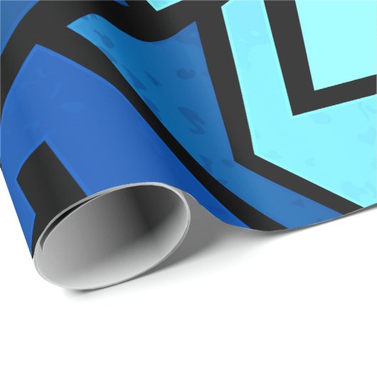 Blauw graffiti-ontwerp cadeaupapier (Rol Hoek)