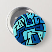 Blauw graffiti-ontwerp ronde button 7,6 cm (Voorkant /achterkant)