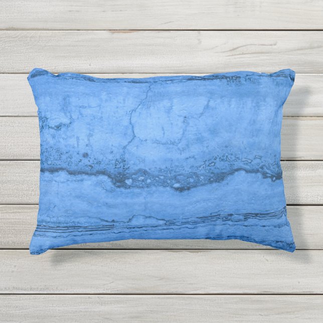 Blauw Graniet patroon blauw marmer blauwe steen Buitenkussen (Voorkant)