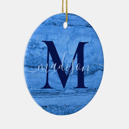 Blauw Graniet patroon, blauw marmeren steen monogr Keramisch Ornament (Rechts)
