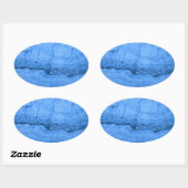 Blauw granietpatroon, blauwe marmer, blauwe steen ovale sticker (Vel)