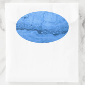 Blauw granietpatroon, blauwe marmer, blauwe steen ovale sticker (Tas)