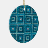 Blauw Granny Square Patroon Keramisch Ornament (Rechts)