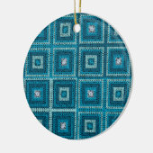 Blauw Granny Square Patroon Keramisch Ornament (Links)