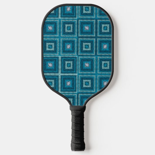 Blauw Granny Vierkant patroon Pickleball Paddle (Voorkant)