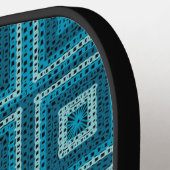 Blauw Granny Vierkant patroon Pickleball Paddle (Links Detail)