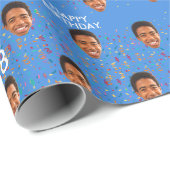 Blauw Grappig Aangepaste Gezichtsfoto 18e Verjaard Cadeaupapier (Rol Hoek)