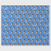 Blauw Grappig Aangepaste Gezichtsfoto 21ste Verjaa Cadeaupapier (Vlak)