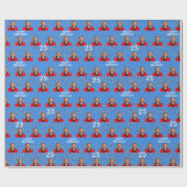 Blauw Grappig Aangepaste Gezichtsfoto 25e Verjaard Cadeaupapier (Vlak)