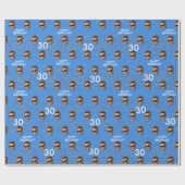 Blauw Grappig Aangepaste Gezichtsfoto 30ste Verjaa Cadeaupapier (Vlak)