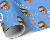 Blauw Grappig Aangepaste Gezichtsfoto 30ste Verjaa Cadeaupapier (Rol Hoek)