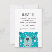 Blauw grappig beer. Kinder verjaardag bij dieren Bedankkaart (Voorkant)