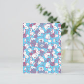 Blauw Grappig Knuffel Brei Kitten Bal Feestdagenkaart (Staand voorkant)