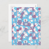 Blauw Grappig Knuffel Brei Kitten Bal Feestdagenkaart (Voorkant / Achterkant)