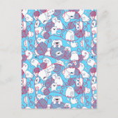 Blauw Grappig Knuffel Brei Kitten Bal Feestdagenkaart (Voorkant)