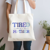 Blauw grappig moe als een moeder citaat tote bag