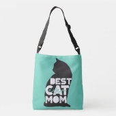 Blauw Grappige Moederdag Beste Kattenmoeder Ooit Crossbody Tas (Achterkant)