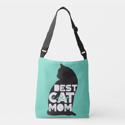 Blauw Grappige Moederdag Beste Kattenmoeder Ooit Crossbody Tas (Voorkant)