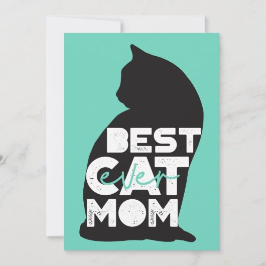 Blauw Grappige Moederdag Beste Kattenmoeder Ooit Feestdagenkaart (Voorkant)
