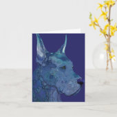 Blauw Great dane in het Wenskaart van de Batik Kaart (Gele Bloem)