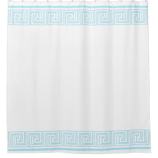 Blauw Grecian Frieze-ontwerp Douchegordijn (Voorkant)