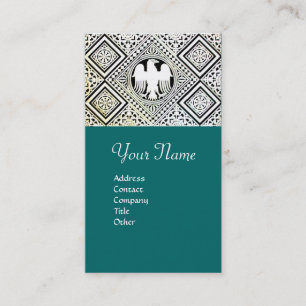 BLAUW GREEN BLACK EN WITTE ROMAN ELGF-DAMASK VISITEKAARTJE