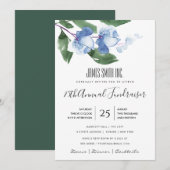 BLAUW GREEN INK WATERVERF FLORAL CORPORATE GEBEURT KAART (Voorkant / Achterkant)