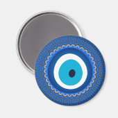 blauw Grieks Mandala Nazar Evil Eye Amulet Magneet (Voorkant / Achterkant)