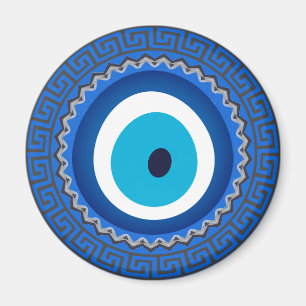  blauw Grieks Mandala Nazar Evil Eye Amulet Magneet