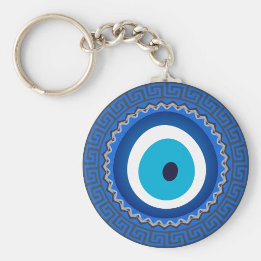  blauw Grieks Mandala Nazar Evil Eye Amulet Sleutelhanger (Voorkant)