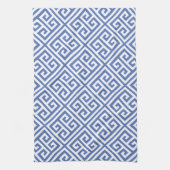 Blauw Grieks sleutelpatroon Theedoek (Verticaal)