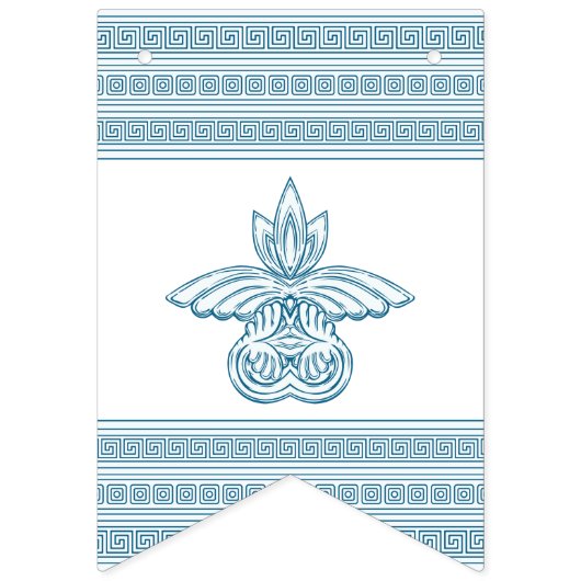 Blauw Grieks Toga Verjaardagsfeest met stenen elem Vlaggetjes (Eerste vlag)