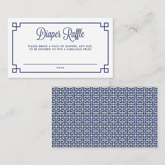 Blauw Grieks Zeer belangrijk Patroon Diaper Baby s Informatiekaartje (Voorkant / Achterkant)