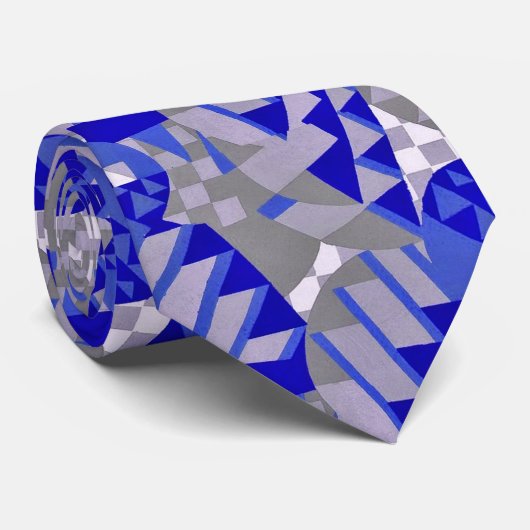 Blauw / grijs 1920s Art Deco-stropdas Stropdas (Opgerold)