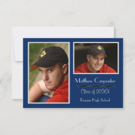 Blauw & grijs 2 Fotocollage -3x5 Afstudeerder Aank Kaart