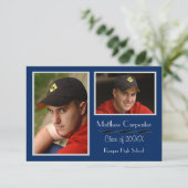 Blauw & grijs 2 Fotocollage -3x5 Afstudeerder Aank Kaart (Staand voorkant)