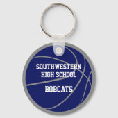 Blauw grijs aangepaste jersey nummer basketbal sleutelhanger (Achterkant)