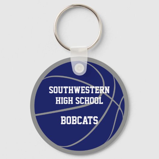 Blauw grijs aangepaste jersey nummer basketbal sleutelhanger (Achterkant)